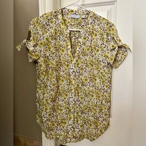 NY and Company button down top with tie sleeves. Size S